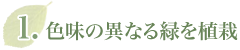 色味の異なる緑を植栽